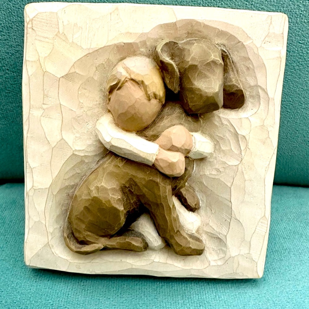Willow Tree boy and dog plaque